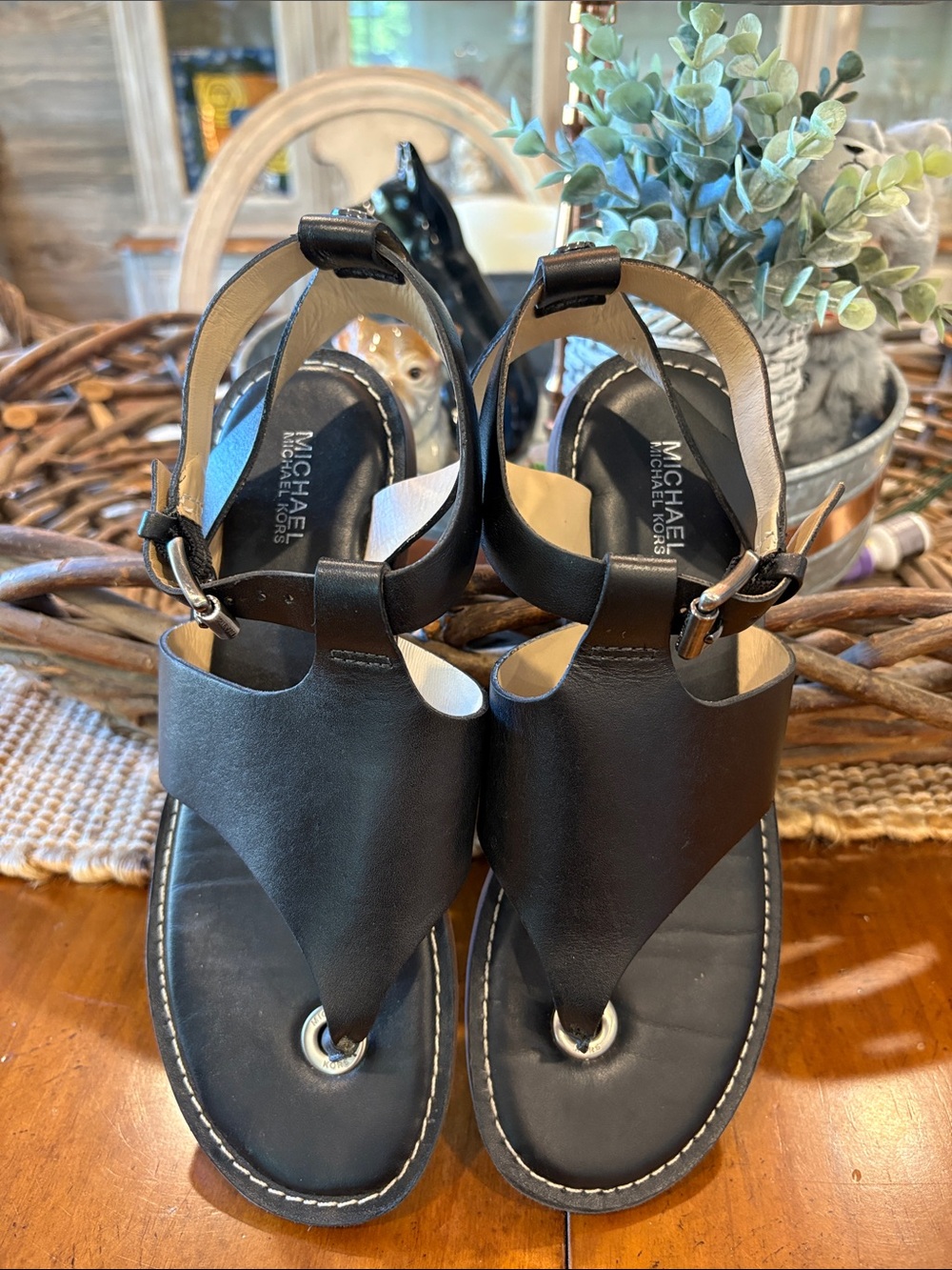 Michael Kors Black Leather Sandals